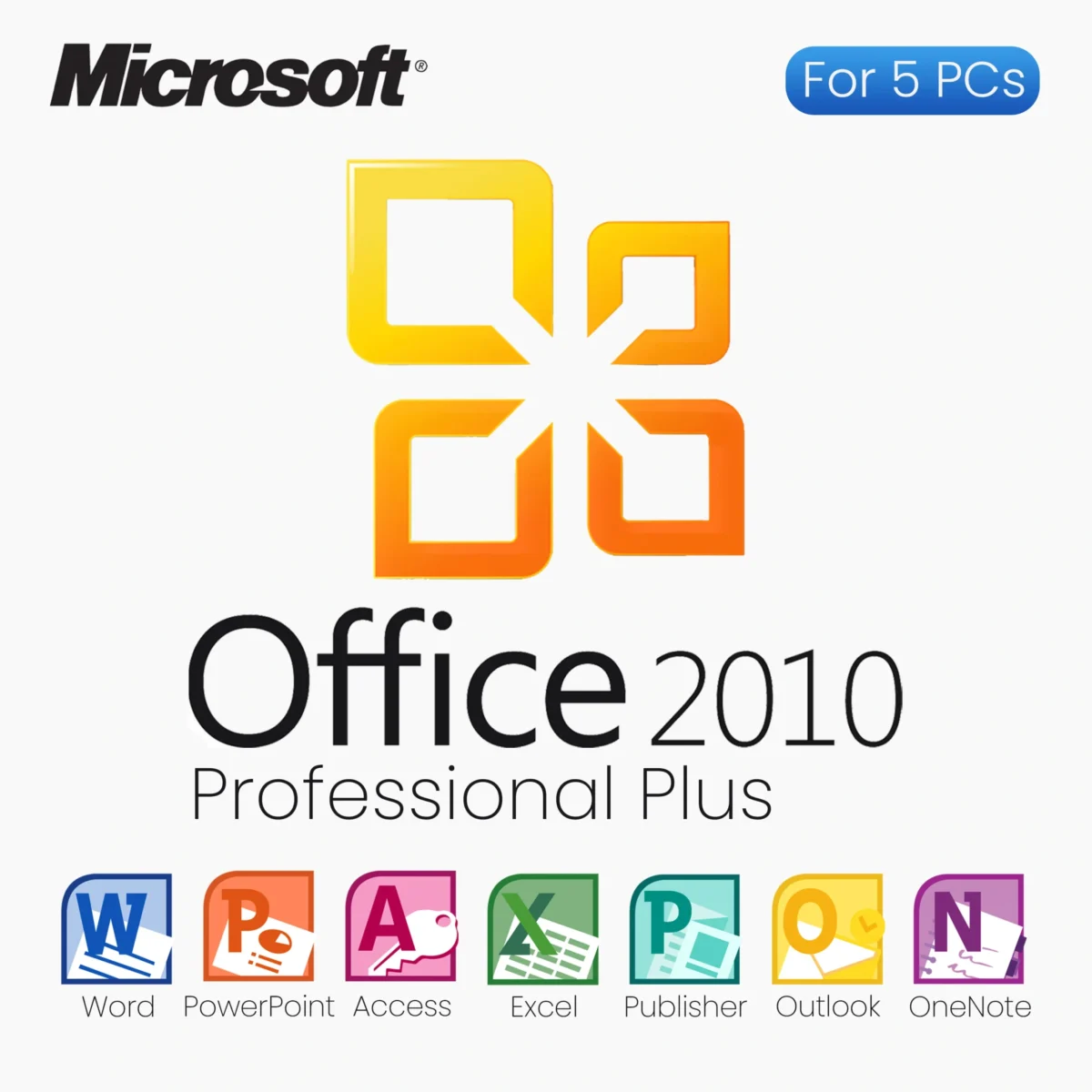 Microsoft Office 2010 Professional Plus For 5 PCs - Lifetime